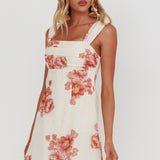 Dixon Pintuck Pleat Mini Dress Floral Beige