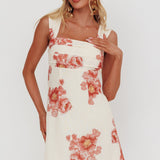 Dixon Pintuck Pleat Mini Dress Floral Beige