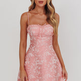 Kyrah Lace-Up Back Mini Dress Floral Pink