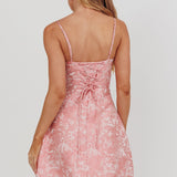 Kyrah Lace-Up Back Mini Dress Floral Pink