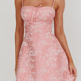 Kyrah Lace-Up Back Mini Dress Floral Pink