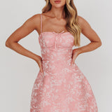 Kyrah Lace-Up Back Mini Dress Floral Pink