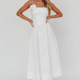 Ezrah A-Line Rosette Maxi Dress White