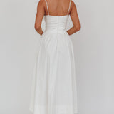 Ezrah A-Line Rosette Maxi Dress White