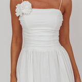 Ezrah A-Line Rosette Maxi Dress White