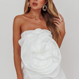 Count Down Rose Feature Strapless Top White