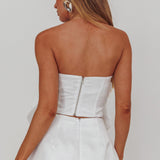 Count Down Rose Feature Strapless Top White