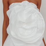 Count Down Rose Feature Strapless Top White