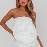 Count Down Rose Feature Strapless Top White