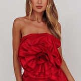 Count Down Rose Feature Strapless Top Red
