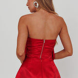 Count Down Rose Feature Strapless Top Red