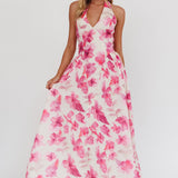 El Corazon Halterneck Dress Floral Pink