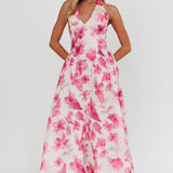El Corazon Halterneck Dress Floral Pink