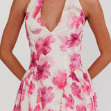 El Corazon Halterneck Dress Floral Pink