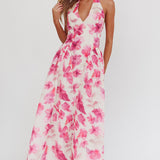 El Corazon Halterneck Dress Floral Pink