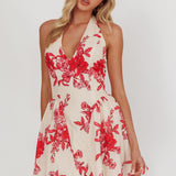 El Corazon Halterneck Mini Dress Floral Red