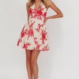 El Corazon Halterneck Mini Dress Floral Red