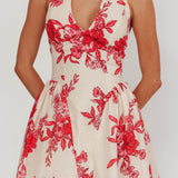 El Corazon Halterneck Mini Dress Floral Red