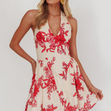 El Corazon Halterneck Mini Dress Floral Red