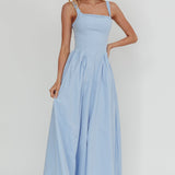 El Corazon Smocked Neckline Maxi Dress Blue