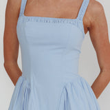 El Corazon Smocked Neckline Maxi Dress Blue