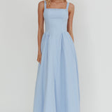 El Corazon Smocked Neckline Maxi Dress Blue