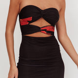 Silah Twist Bodice Maxi Dress Hibiscus Black