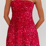Heart To Heart Strapless Sequin Mini Dress Pink