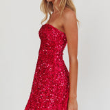 Heart To Heart Strapless Sequin Mini Dress Pink