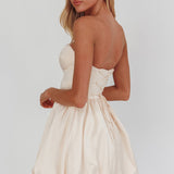 For Love Strapless Balloon Skirt Mini Dress Panna Cotta