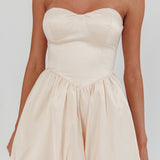 For Love Strapless Balloon Skirt Mini Dress Panna Cotta