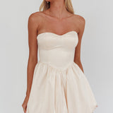 For Love Strapless Balloon Skirt Mini Dress Panna Cotta