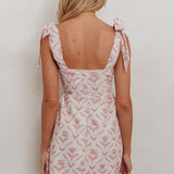 Glam Up Tied Shoulder Mini Dress Beige