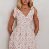 Glam Up Tied Shoulder Mini Dress Beige