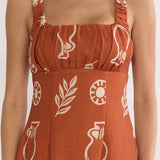 Aila Gathered Bust Maxi Dress Print Tan