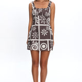 Aila Gathered Bust Mini Dress Print Chocolate