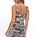 Aila Gathered Bust Mini Dress Print Chocolate