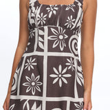Aila Gathered Bust Mini Dress Print Chocolate