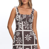 Aila Gathered Bust Mini Dress Print Chocolate