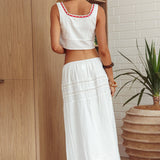 Rosen Tie Maxi Skirt White