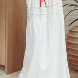 Rosen Tie Maxi Skirt White