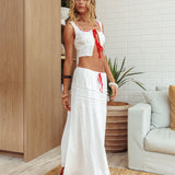 Rosen Tie Maxi Skirt White