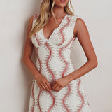 Ashtan Lace Trim Open Back Mini Dress Print Oat