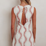 Ashtan Lace Trim Open Back Mini Dress Print Oat