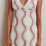 Ashtan Lace Trim Open Back Mini Dress Print Oat