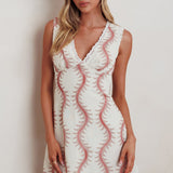 Ashtan Lace Trim Open Back Mini Dress Print Oat
