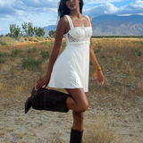 Merissa Lace Trim Mini Dress Off White