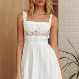 Merissa Lace Trim Mini Dress Off White