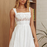 Merissa Lace Trim Mini Dress Off White