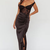 Tillie Lace Bodice Midi Dress Black